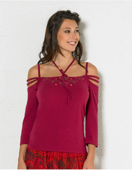 3/4 sleeve ethnic printed t-shirt