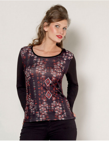 Tee shirt bleu nuit manches longues