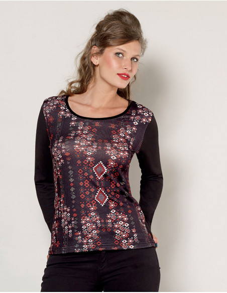 Tee shirt bleu nuit manches longues