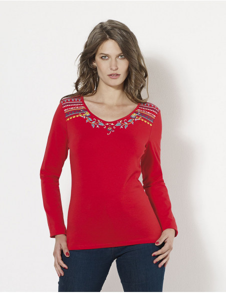 Tee-shirt femme imprimé manches longues