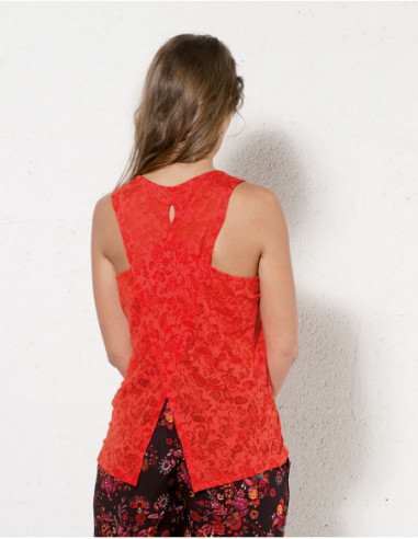 Transparent and colorful backless top