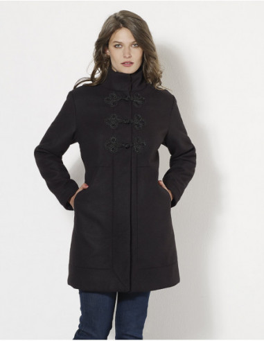Warm black wool coat for women