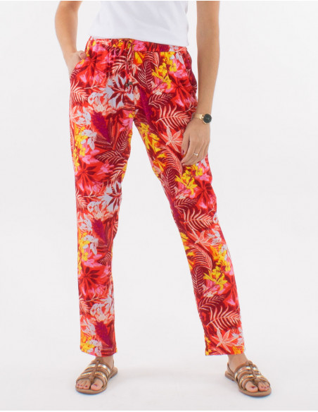 Fluid pants with original flower print