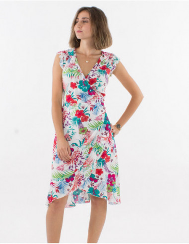 Mid-length Hawaiian wrap dress