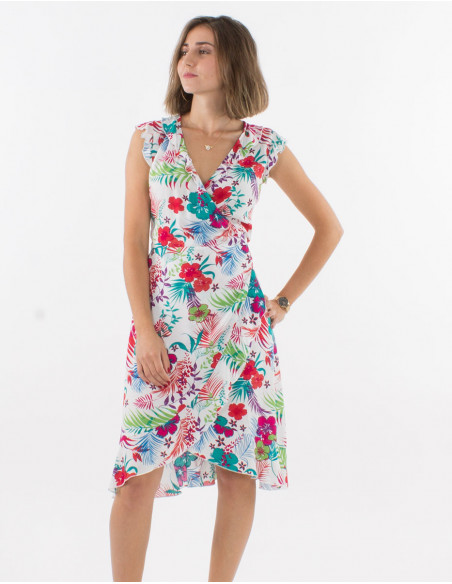 Mid-length Hawaiian wrap dress