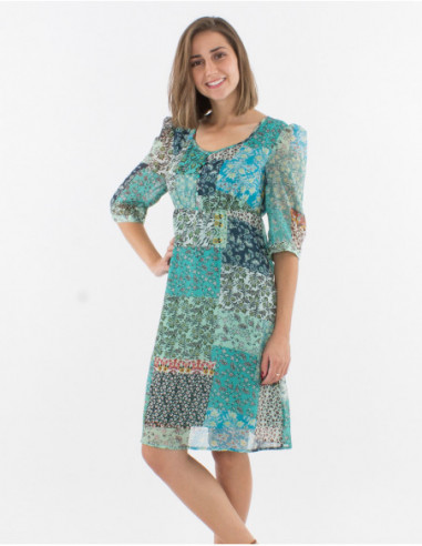 Robe courte cintrée romantique fleurie