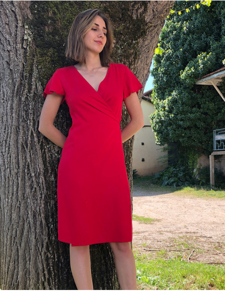 Viscose and linen wrap dress