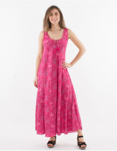 Robe longue boho fleurie sans manches