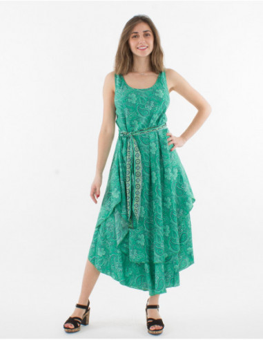Robe longue boho chic fleurie à col rond