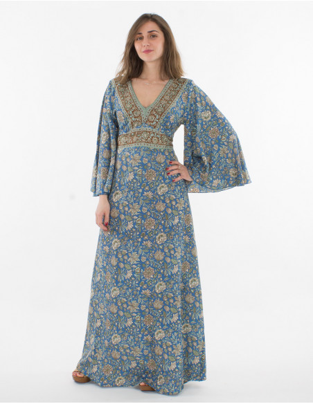 Robe Longue Bohème à Manches 3/4 - Pia