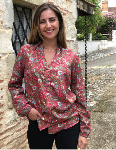 Chemise chic à imprimé cachemire doré