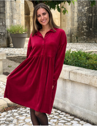 Robe courte oversize en velours uni