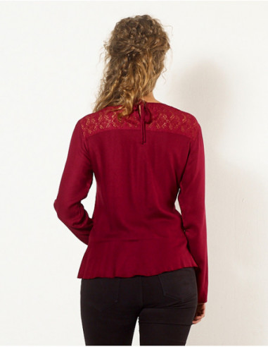Women's top in embroidered viscose