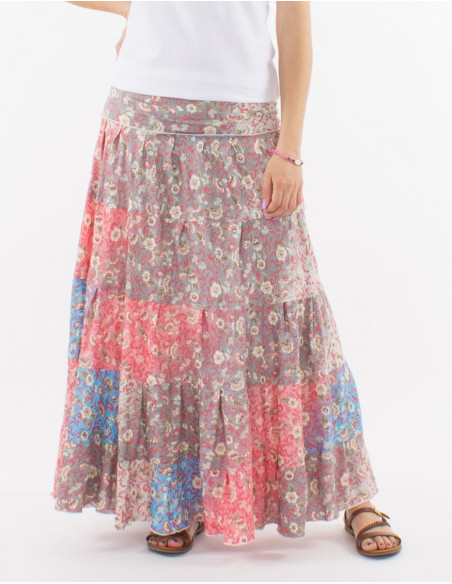 Long skirt multicolored pastel flowers