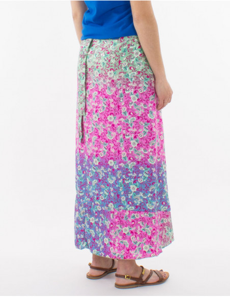Wrap skirt boho pastel flowers