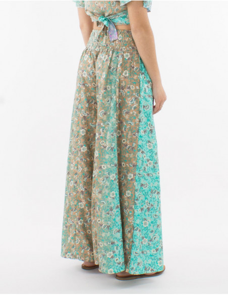 Wide boho pants pastel flowers