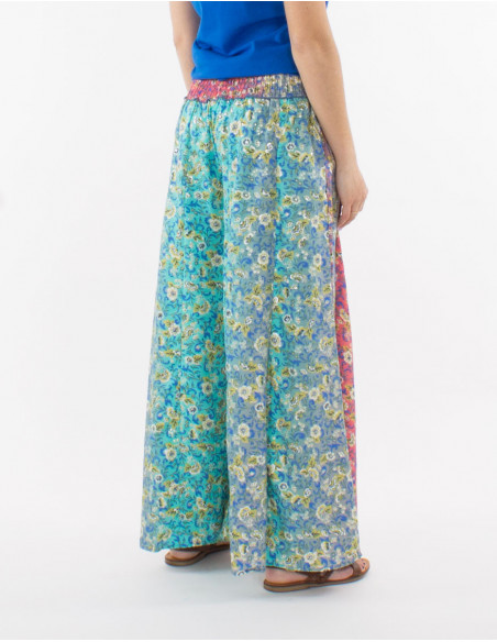 Wide boho pants pastel flowers
