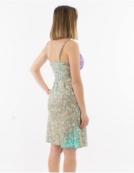 Short summer dress with pastel flowers