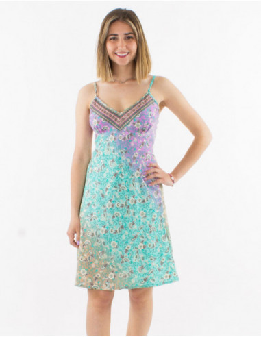 Short summer dress with pastel flowers
