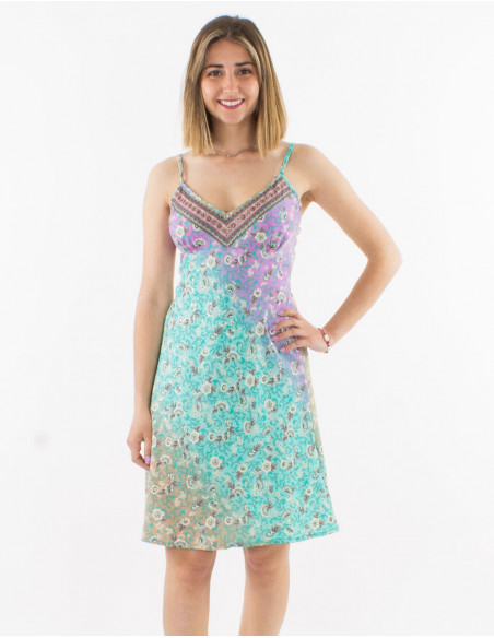 Short summer dress with pastel flowers