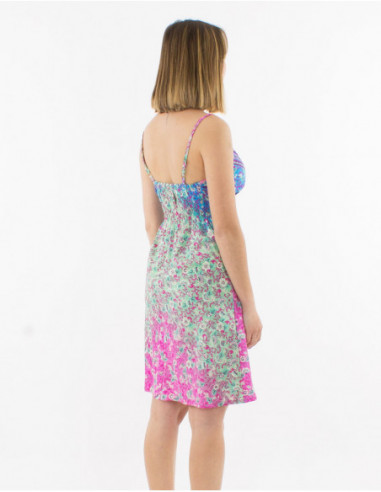 Short summer dress with pastel flowers