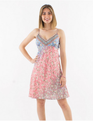 Short summer dress with pastel flowers