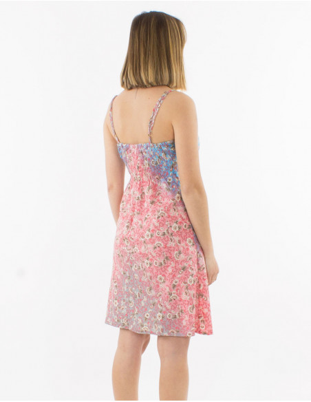 Short summer dress with pastel flowers