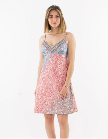 Short summer dress with pastel flowers