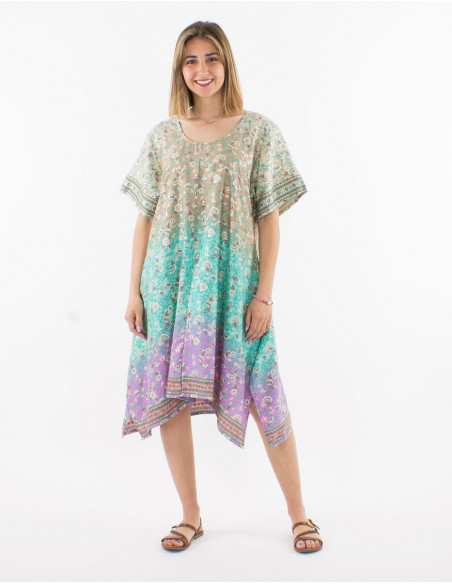 Robe de plage motif multicolore fleuri