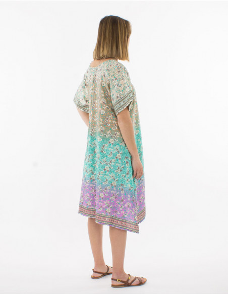 Beach dress with multicolor flowers