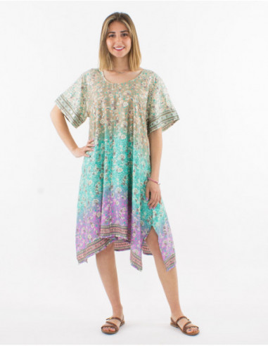 Robe de plage motif multicolore fleuri