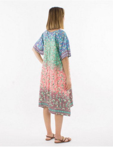 Robe de plage motif multicolore fleuri