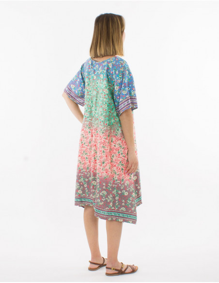 Beach dress with multicolor flowers