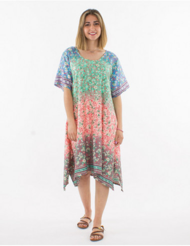 Beach dress with multicolor flowers