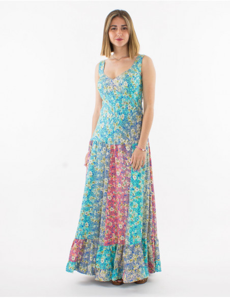Romantic long dress with pastel flowers