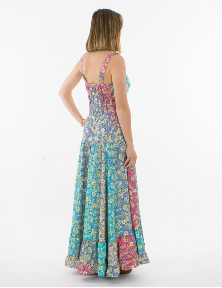 Romantic long dress with pastel flowers