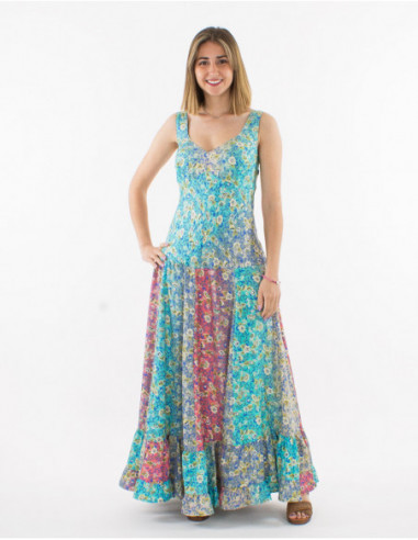 Robe longue romantique fleurs pastels