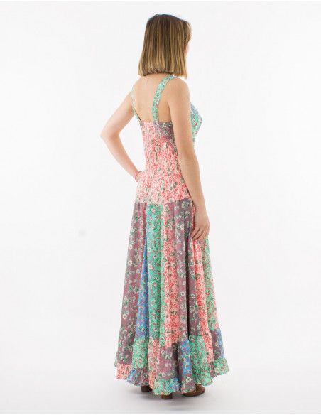 Robe longue romantique fleurs pastels