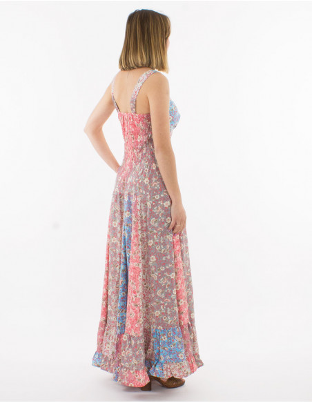 Robe longue romantique fleurs pastels