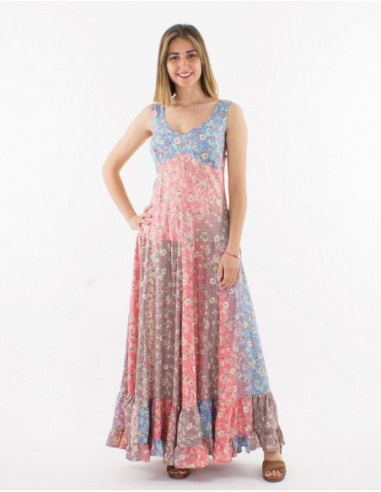Robe longue romantique fleurs pastels