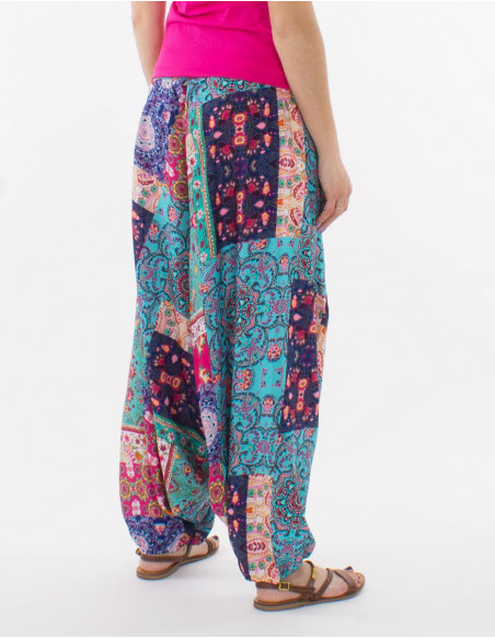 Sarouel estival patchwork boho fleuri