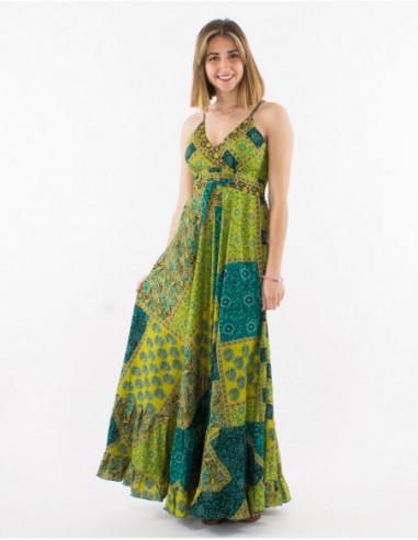 Boho style long dress with straps