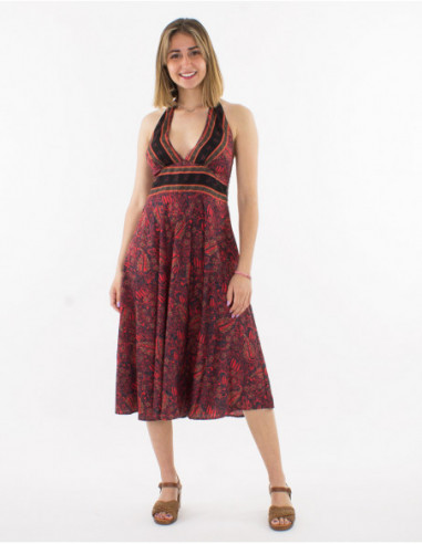 Robe mi mollet chic pour l'été 2023 à dos nu motif bohème