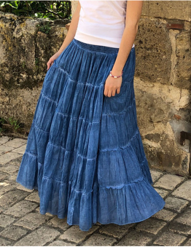 Long skirt in faded cotton voile