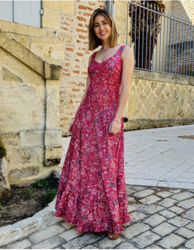 Long dress bohemian colorful flowers