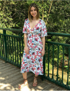 Robe midi cache cœur bohème fleurie