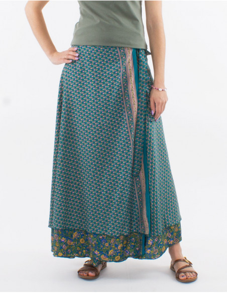 Jupe sari portefeuille originale pétrole