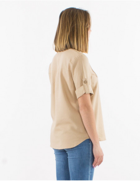 Shirt tunic with rolled up sleeves