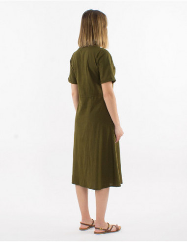 Robe midi basique en coton uni