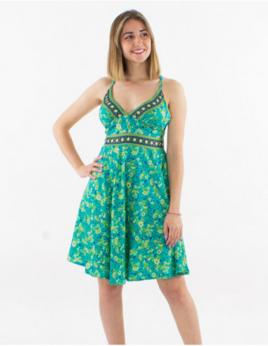 Robe courte fluide d'été bohème dos nu